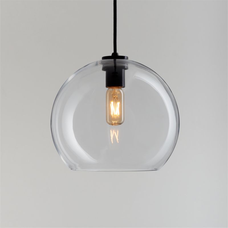 Arren Black Single Pendant Light with Large Round Clear Glass Shade