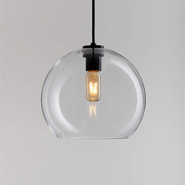 Arren Black 5-Light Linear Pendant with Large Round Clear Glass Shades ...