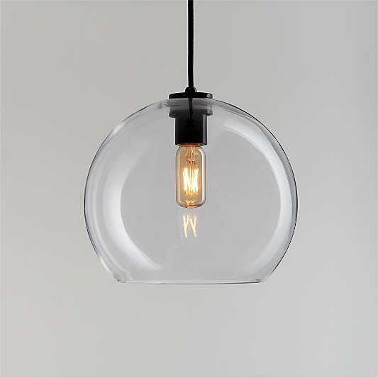 Arren Black Single Pendant Light with Large Round Clear Glass Shade