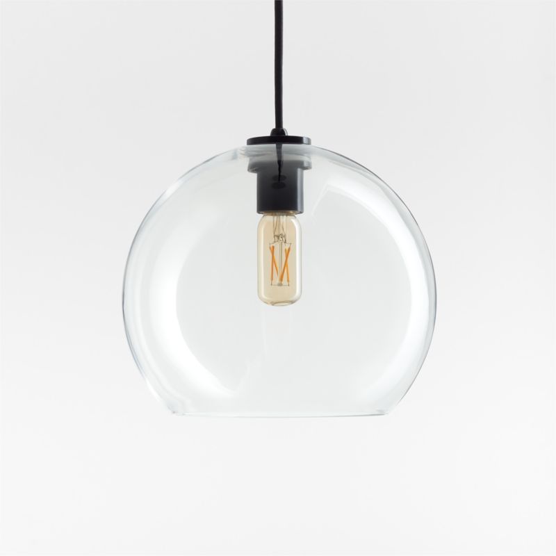 Arren Black Single Pendant Light with Large Round Clear Glass Shade