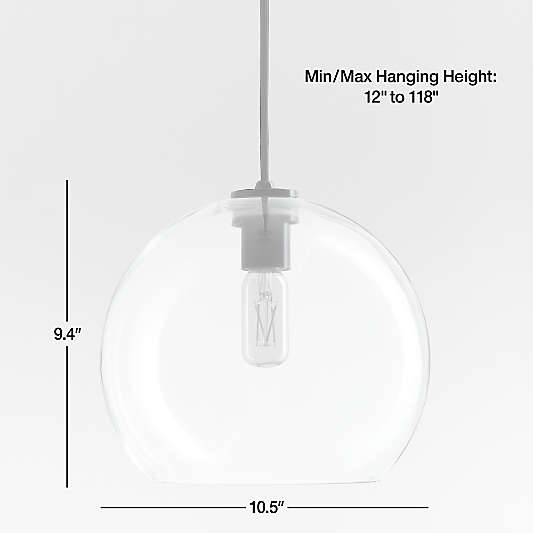 Arren Black Single Pendant Light with Large Round Clear Glass Shade