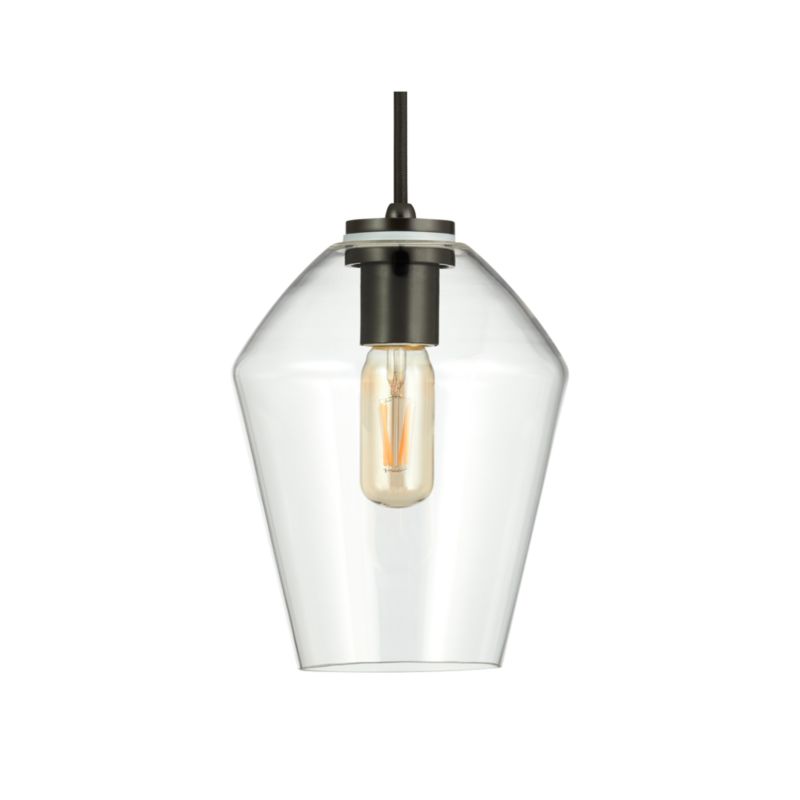 Arren Black Single Pendant Light with Clear Angled Shade