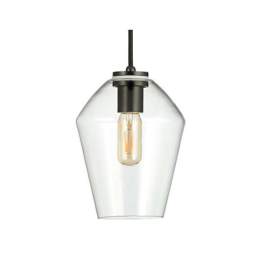 Arren Black Single Pendant Light with Clear Angled Shade