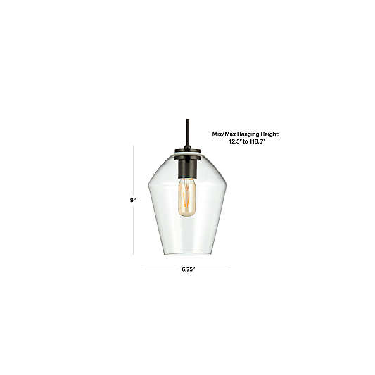 Arren Black Single Pendant Light with Clear Angled Shade