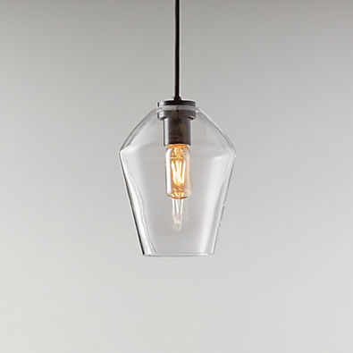 View Arren Black Single Pendant Light with Clear Angled Shade 6.7" details