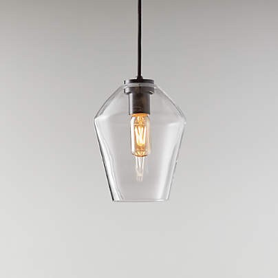 Arren Black Single Pendant Light with Clear Angled Shade 6.7"