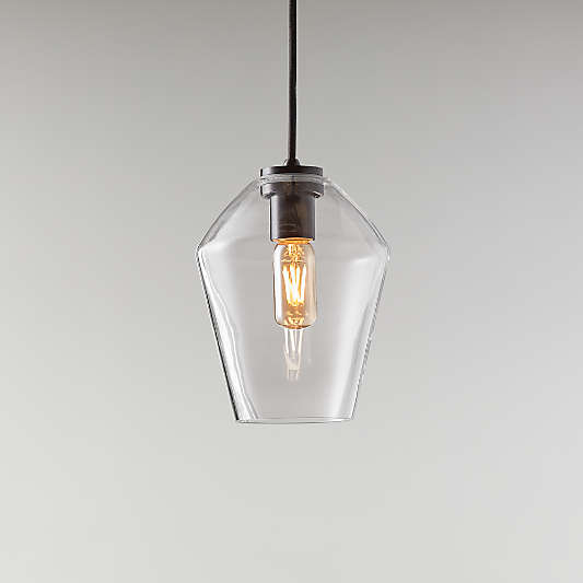 Arren Black Single Pendant Light with Clear Angled Shade 6.7"