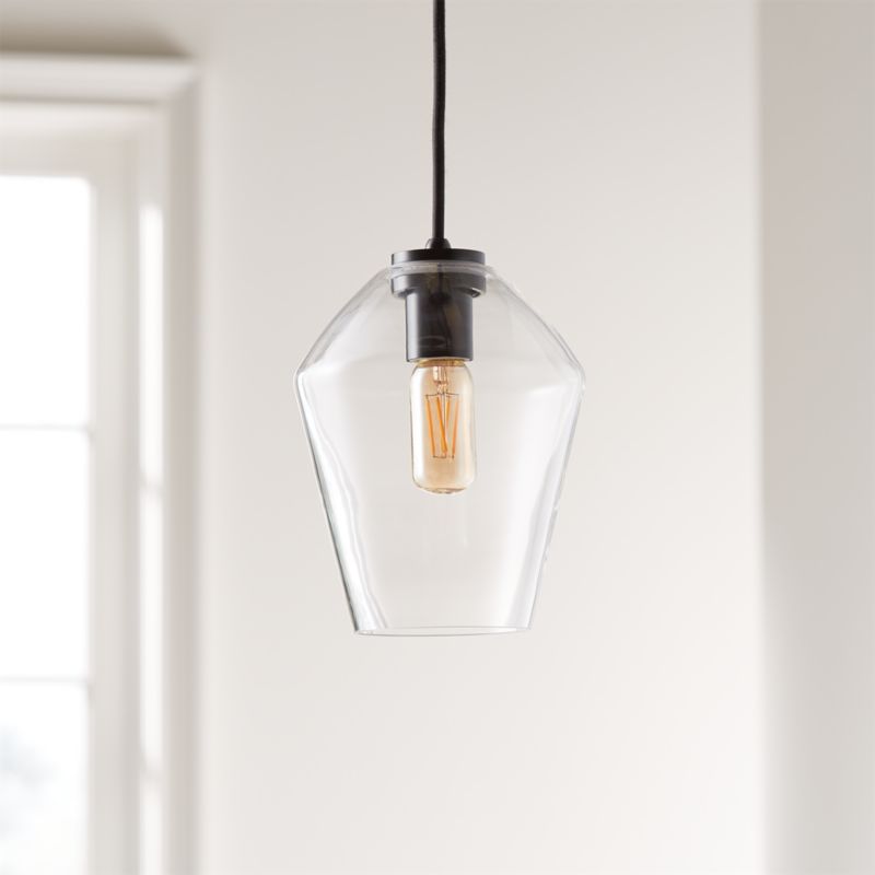 Arren Black Single Pendant Light with Clear Angled Shade