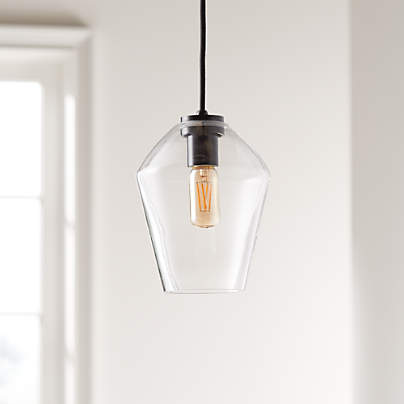 Arren Black Single Pendant Light with Clear Angled Shade