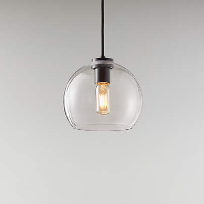 Arren Black Single Pendant Light with Clear Round Shade 8"