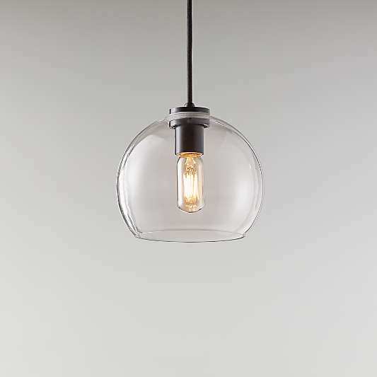 Arren Black Single Pendant Light with Clear Round Shade 8"