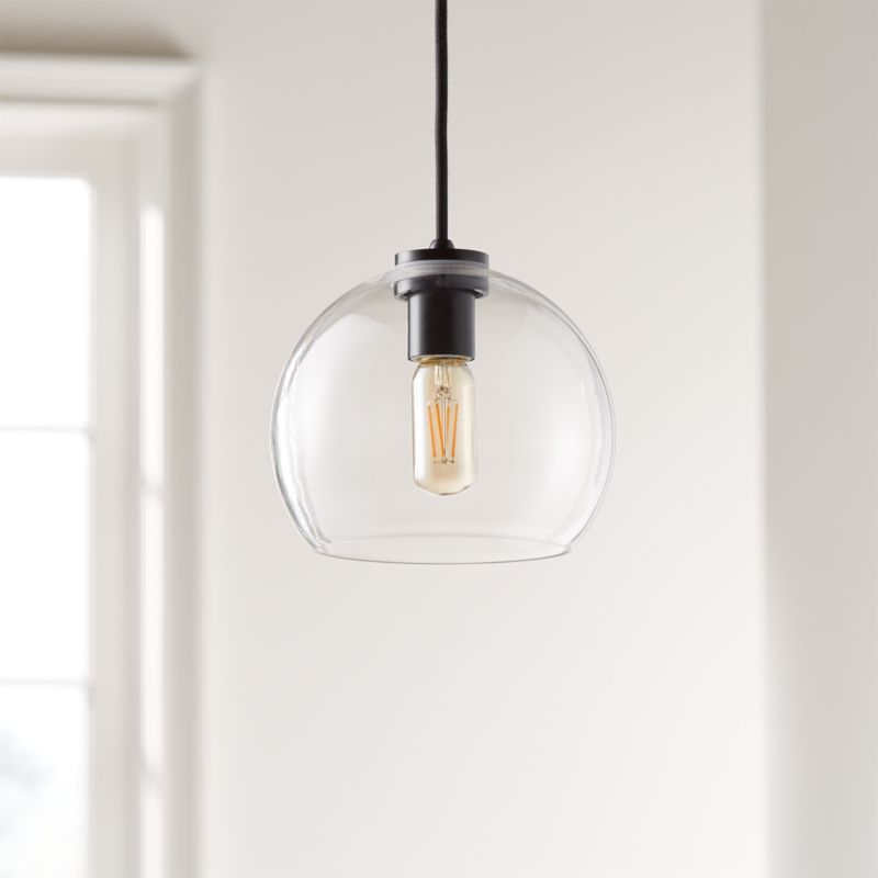 Arren Black Single Pendant Light with Clear Round Shade