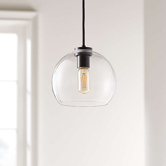 Arren Black Single Pendant Light with Clear Round Shade