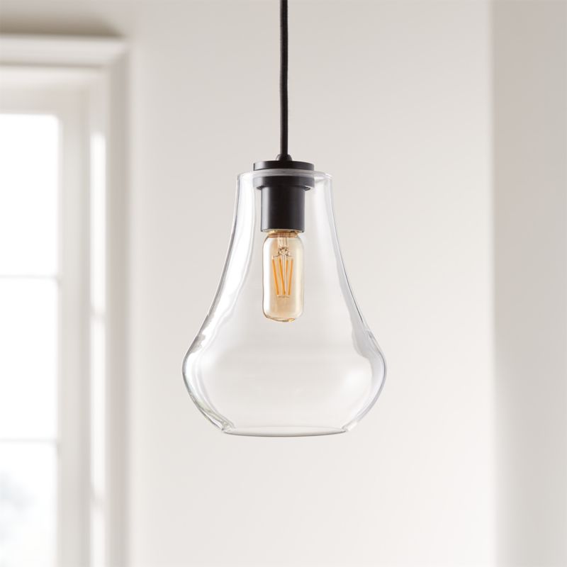 Arren Black Single Pendant Light with Clear Teardrop Shade