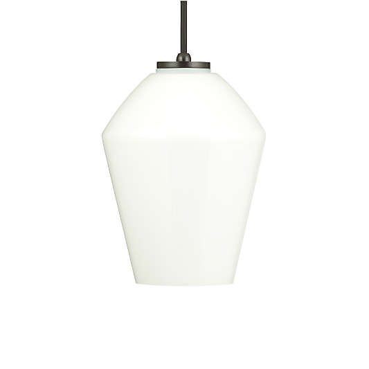 Arren Black Single Pendant Light with Milk Angled Shade