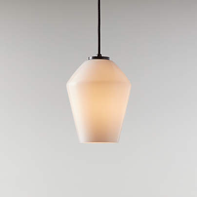 Arren Black Single Pendant Light with Milk Angled Shade 6.7"