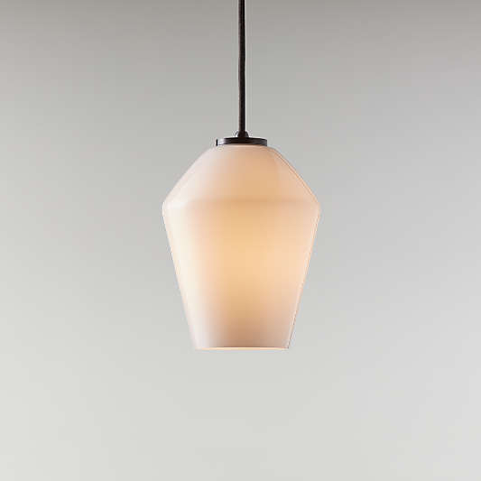Arren Black Single Pendant Light with Milk Angled Shade 6.7"