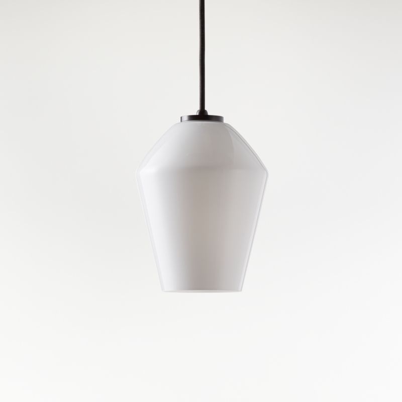 Arren Black Single Pendant Light with Milk Angled Shade