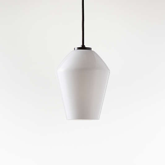 Arren Black Single Pendant Light with Milk Angled Shade