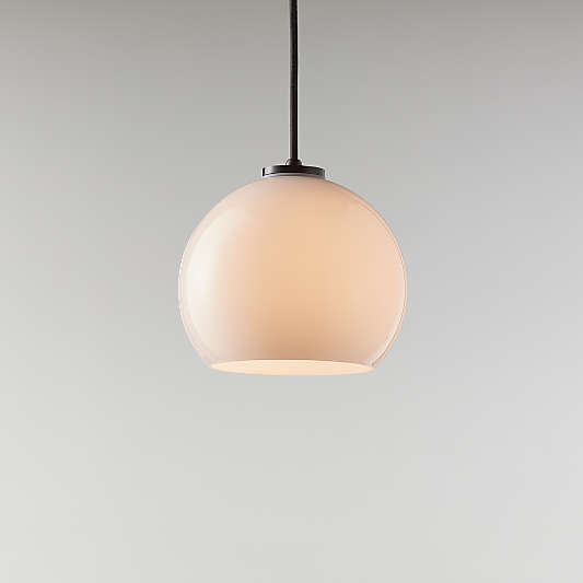 Arren Black Single Pendant Light with Milk Round Shade 8"