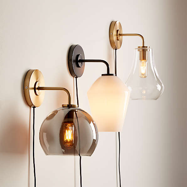 Wall Sconces Plug In And Candle Crate Barrel - Gold Wall Lamp Plug In