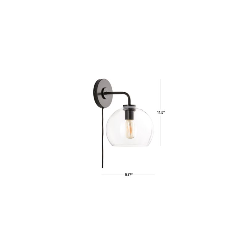 View Arren Brass Plug In Wall Sconce Light with Clear Round Shade - image 2 of 13