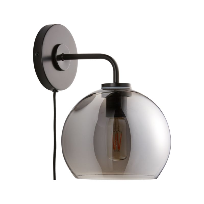 Arren Black Plug In Wall Sconce Light with Silver Round Shade - image 11 of 12