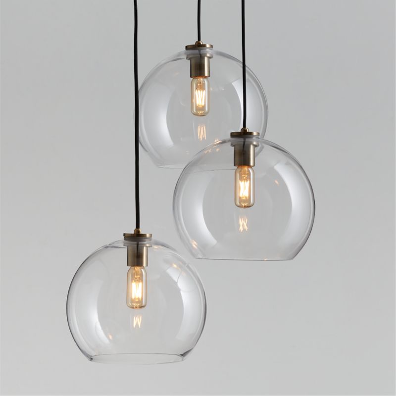 Arren Brass 3-Light Pendant Light with Large Round Clear Glass Shades - image 0 of 5