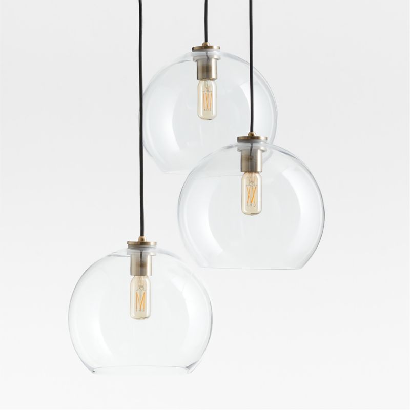 Arren Brass 3-Light Pendant Light with Large Round Clear Glass Shades - image 2 of 5