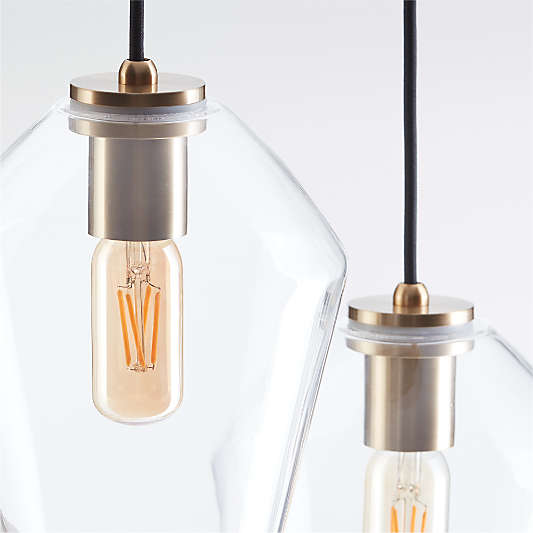 Arren Brass 3-Light Round Pendant with Angled Clear Glass Shades 16"