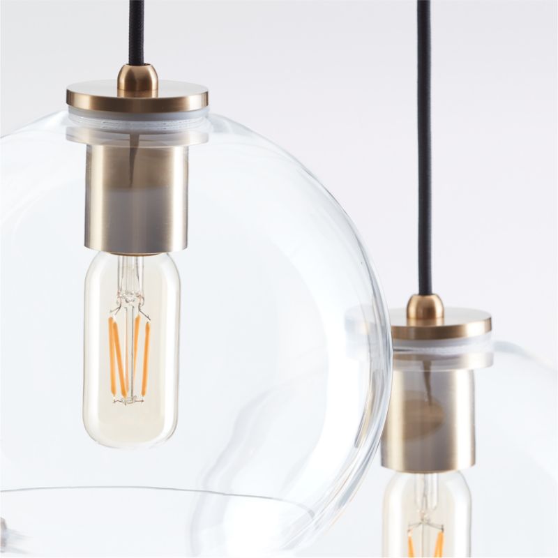 Arren Brass 3-Light Round Pendant with Round Clear Glass Shades - image 3 of 6