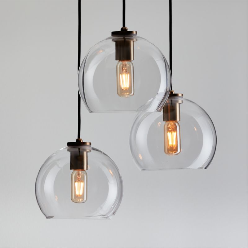 Arren Brass 3-Light Round Pendant with Round Clear Glass Shades - image 2 of 6