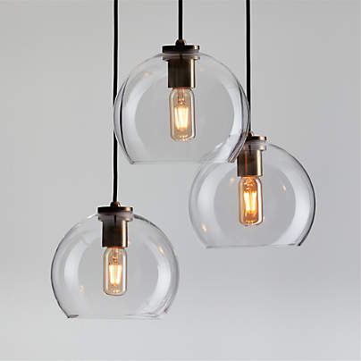 Arren Brass 3-Light Round Pendant with Round Clear Glass Shades 17.3"