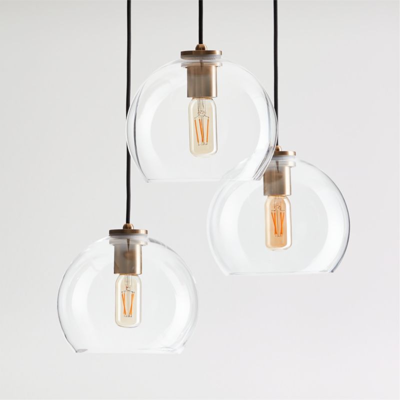 Arren Brass 3-Light Round Pendant with Round Clear Glass Shades - image 0 of 6