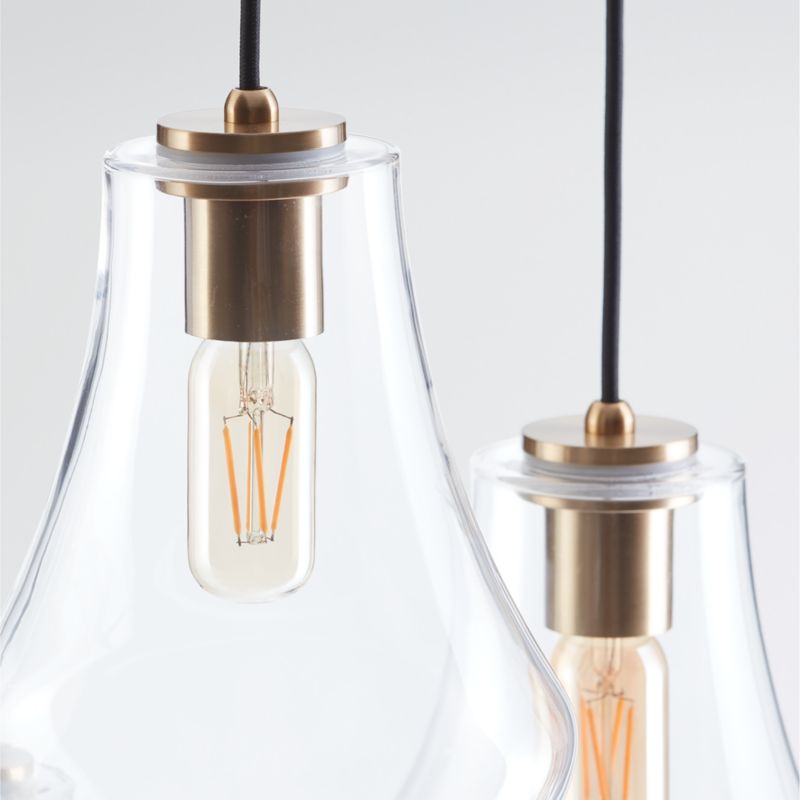 Arren Brass 3-Light Round Pendant with Teardrop Clear Glass Shades