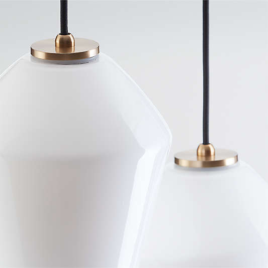 Arren Brass 3-Light Round Pendant with Angled Milk Glass Shades