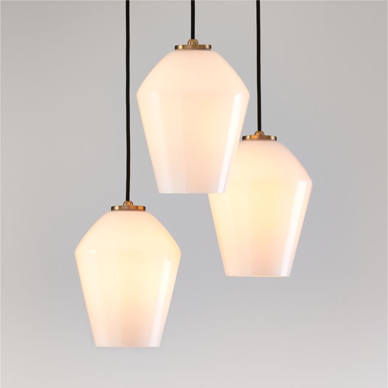 Arren Brass 3-Light Round Pendant with Angled Milk Glass Shades - image 3 of 5