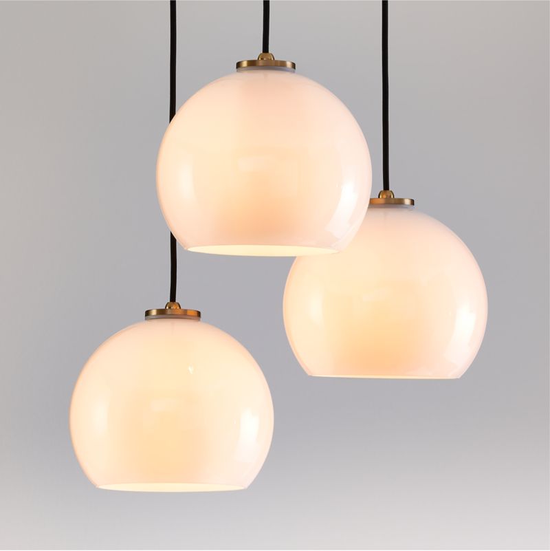 Arren Brass 3-Light Round Pendant with Round Milk Glass Shades - image 3 of 7