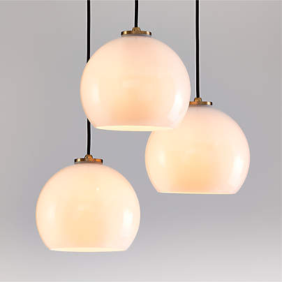 Arren Brass 3-Light Round Pendant with Round Milk Glass Shades 17.3"