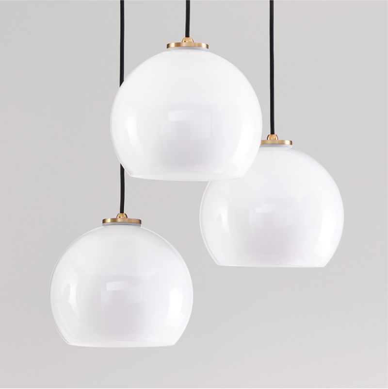 Arren Brass 3-Light Round Pendant with Round Milk Glass Shades