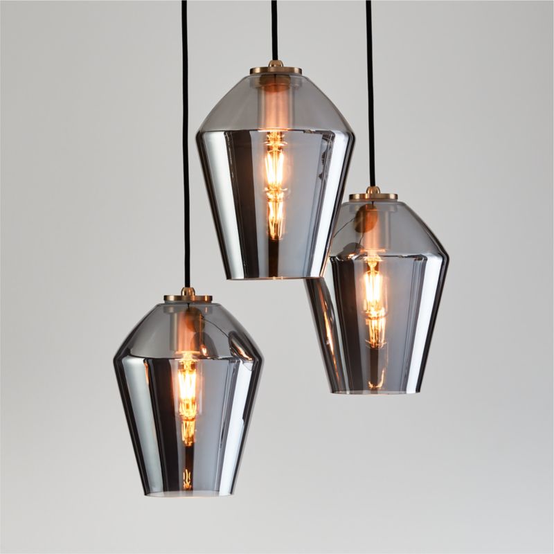 Arren Brass 3-Light Round Pendant with Angled Silver Glass Shades - image 2 of 5