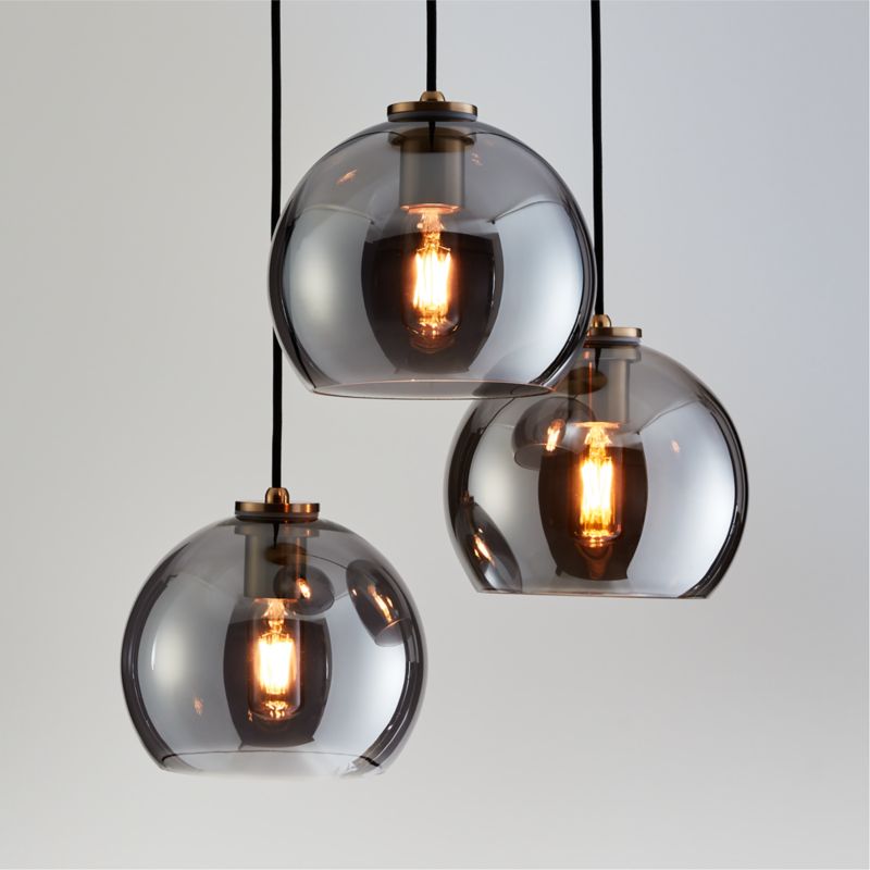 Arren Brass Round 3-Light Pendant with Silver Round Shades - image 2 of 5