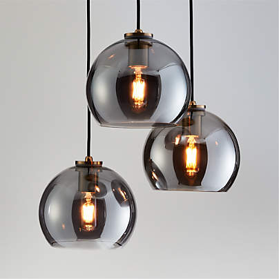 Arren Brass Round 3-Light Pendant with Silver Round Shades 17.3"