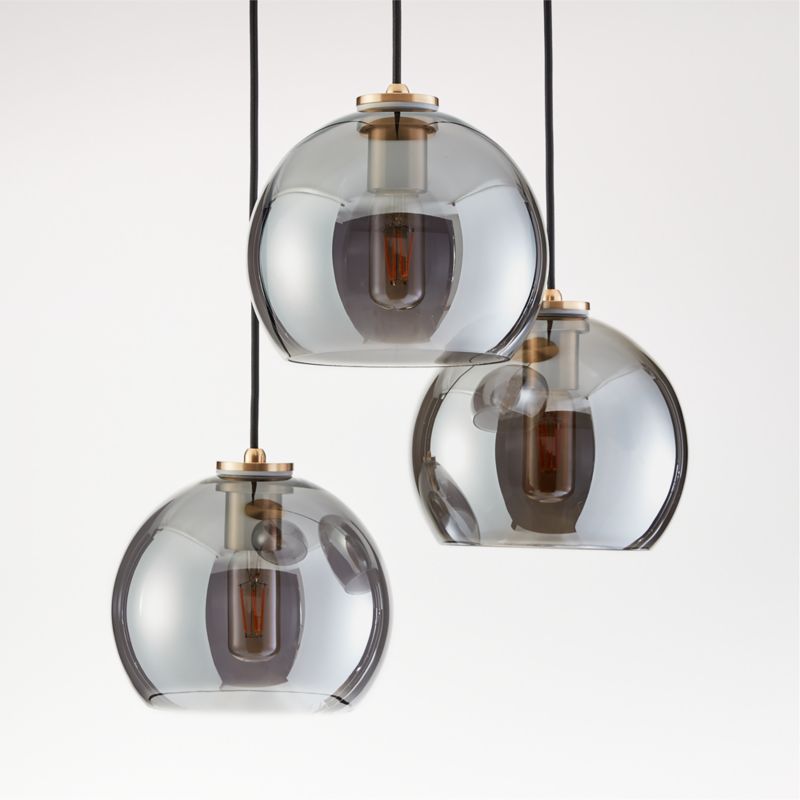 Arren Brass Round 3-Light Pendant with Silver Round Shades