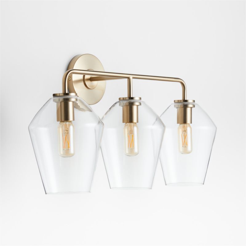 Arren Brass 3-Light Wall Sconce with Clear Angled Shades - image 5 of 10