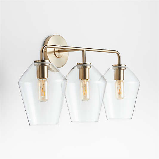 Arren Brass 3-Light Wall Sconce with Clear Angled Shades