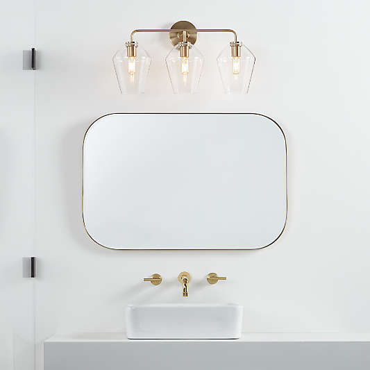Arren Brass 3-Light Wall Sconce with Clear Angled Shades