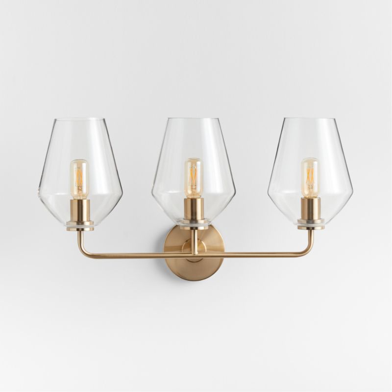 Arren Brass 3-Light Wall Sconce with Clear Angled Shades - image 3 of 10