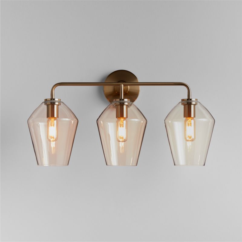 Arren Brass 3-Light Wall Sconce with Clear Angled Shades