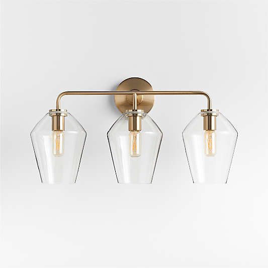 Arren Brass 3-Light Wall Sconce with Clear Angled Shades